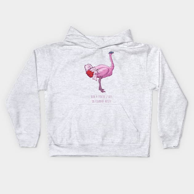 Pink ostrich Kids Hoodie by Mistersheep